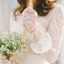 Korean bridal lace soft net short full finger wedding gloves Performance gloves Thin flower wedding travel clap gloves