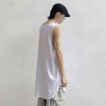 Gangsta GOFB street vest mens all-match white base shirt loose lengthened sleeveless T-shirt summer folding T-shirt