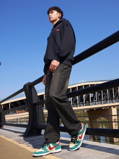 有志者UZIS复古水洗牛仔裤男美式休闲春夏宽松直筒百搭阔腿裤逍遥