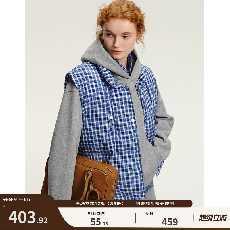 Designer Plus Korean Style Blue and White Checkered Vest Winter Jennie Same Style 90% Fleece Short Vest Jacket Designer Plus Korean Style Blue and White Checkered Vest Winter Jennie Same Style 90% Fleece Short Vest Jacket
