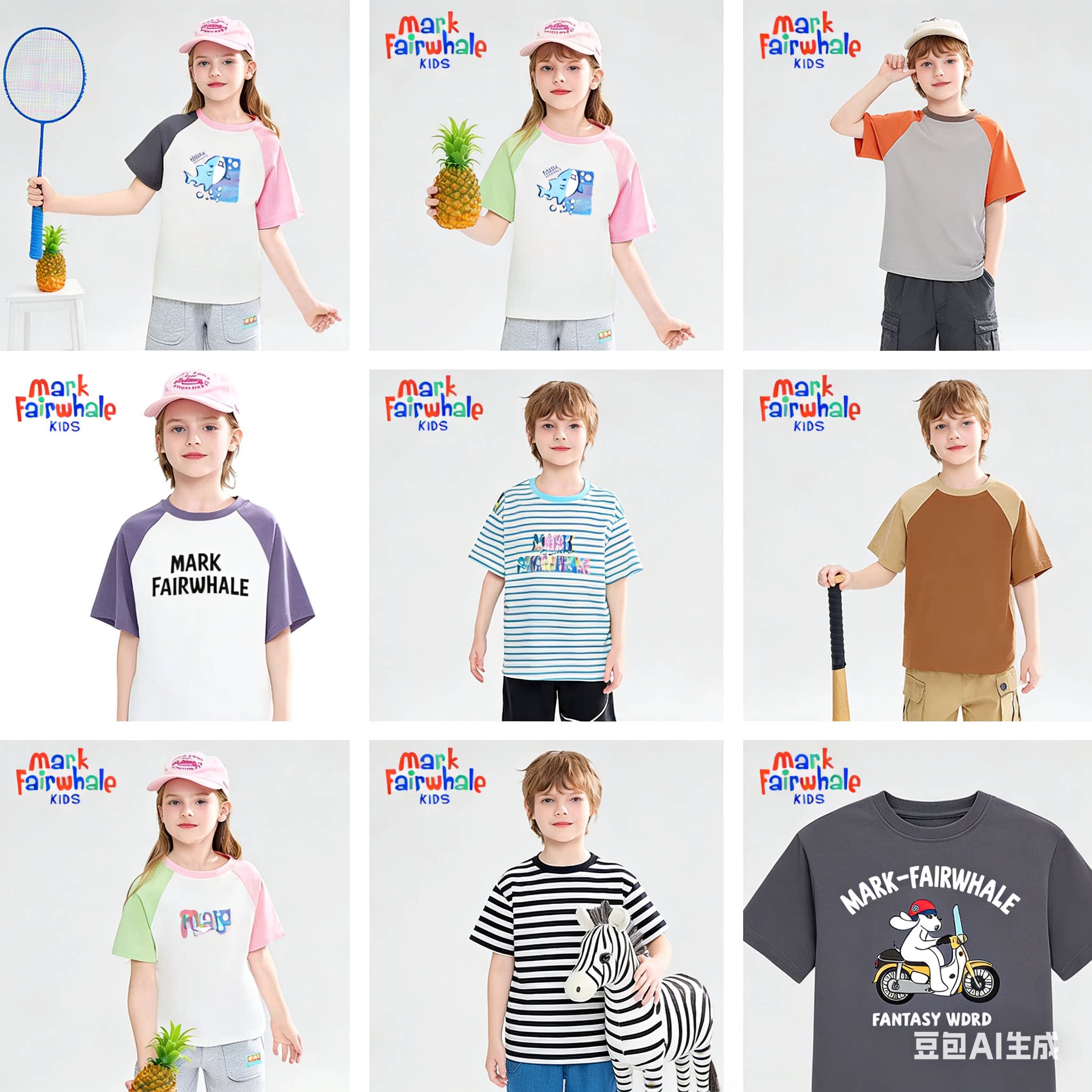 14/件！拍3件马克华菲新款男女童纯棉短袖