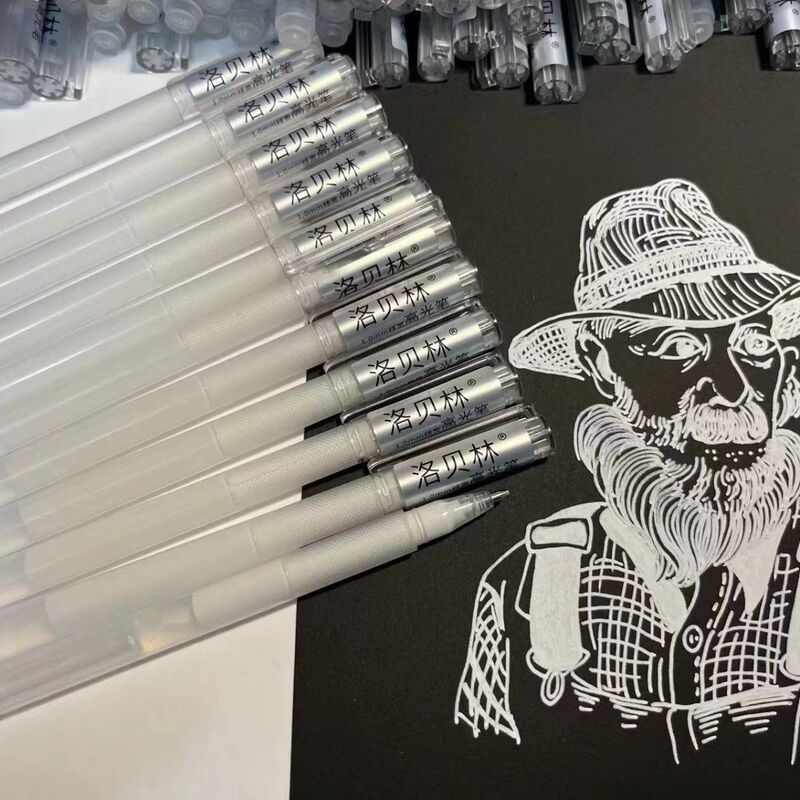 Lobeilin White Highlighter Pen, Silky Smooth, Large Capacity, Special for Comics, Brightening and Highlighting, White Highlighter Drawing Pen Lobeilin White Highlighter Pen, Silky Smooth, Large Capacity, Special for Comics, Brightening and Highlighting, White Highlighter Drawing Pen