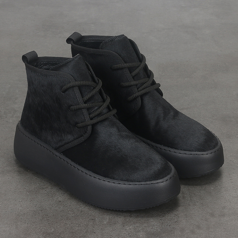 New Genuine Horsehair Men's Boots, Fashionable and Versatile, Thick-Soled Short Boots, Comfortable and Wear-Resistant Chelsea Boots, Casual Men's Trendy Shoes