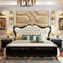 Main-bedroom European-style solid wood bed 1 8 m Double beds Luxury Wedding Bed Storage High Box Bed Light Lavish American Large Bed Leather Bed
