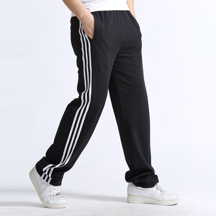 Ba đường ray quần thể thao mùa hè quần dài nam mỏng phần cotton thẳng quần giản dị XL đan lỏng quần quần jogger nam kaki