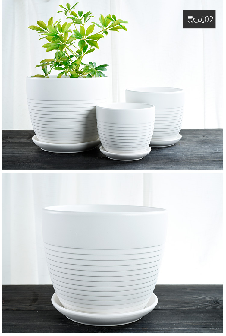 White flower pot ceramic creative Nordic contracted household special offer a clearance to heavy large tray flowerpot more than other meat