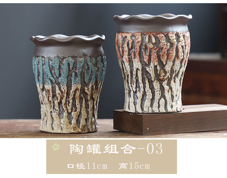 Old running the pot clay ceramic zhuang zi mage, coarse pottery creative Chinese wind restoring ancient ways flesh flower pot in a large, fleshy