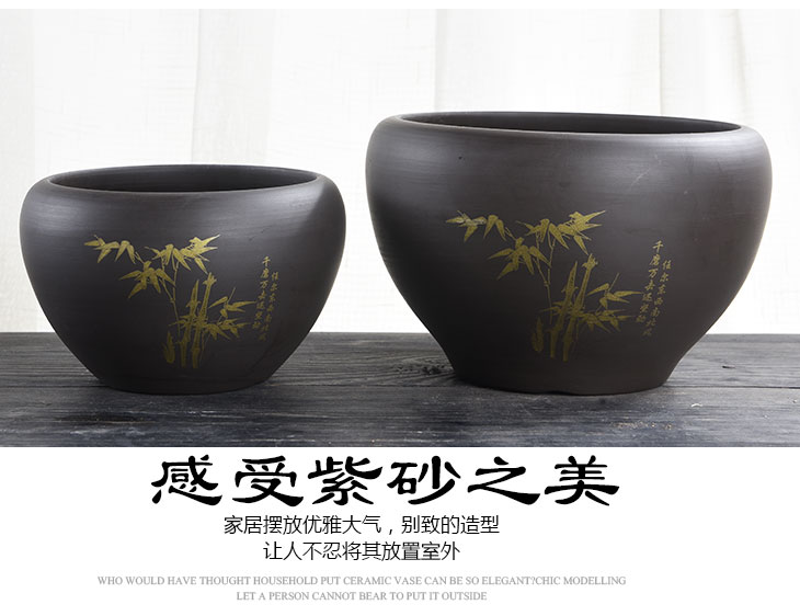 Violet arenaceous nonporous hydroponic flower pot ceramic special creative water lily bowl lotus refers to tea leaf lotus other copper wire grass to wash