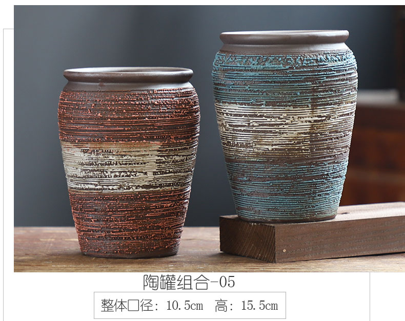 Old running the pot clay ceramic zhuang zi mage, coarse pottery creative Chinese wind restoring ancient ways flesh flower pot in a large, fleshy