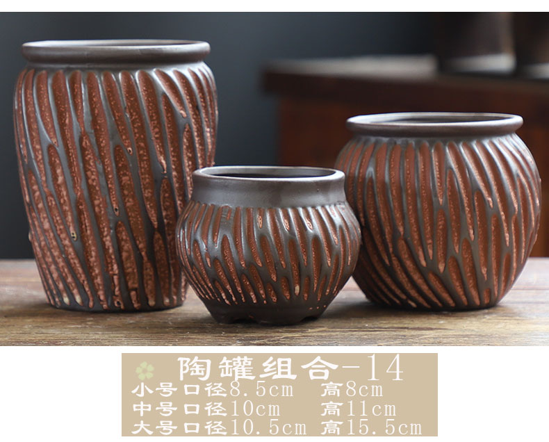 Old running the pot clay ceramic zhuang zi mage, coarse pottery creative Chinese wind restoring ancient ways flesh flower pot in a large, fleshy