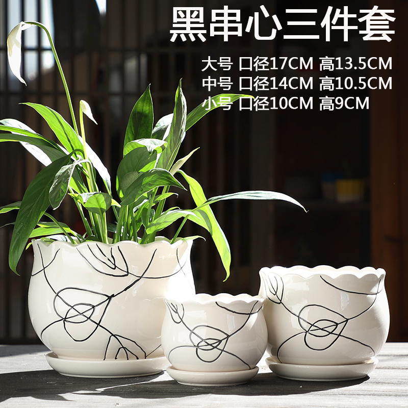 Contracted white flower pot ceramic heavy large special offer a clearance of creative move more than other small household meat potted flower