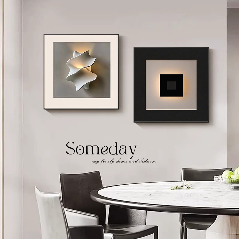 Modern Minimalist Abstract Restaurant Decorative Painting, Black and White Minimalist Dining Table Wall Art, High-End Bedroom and Living Room Hanging Painting