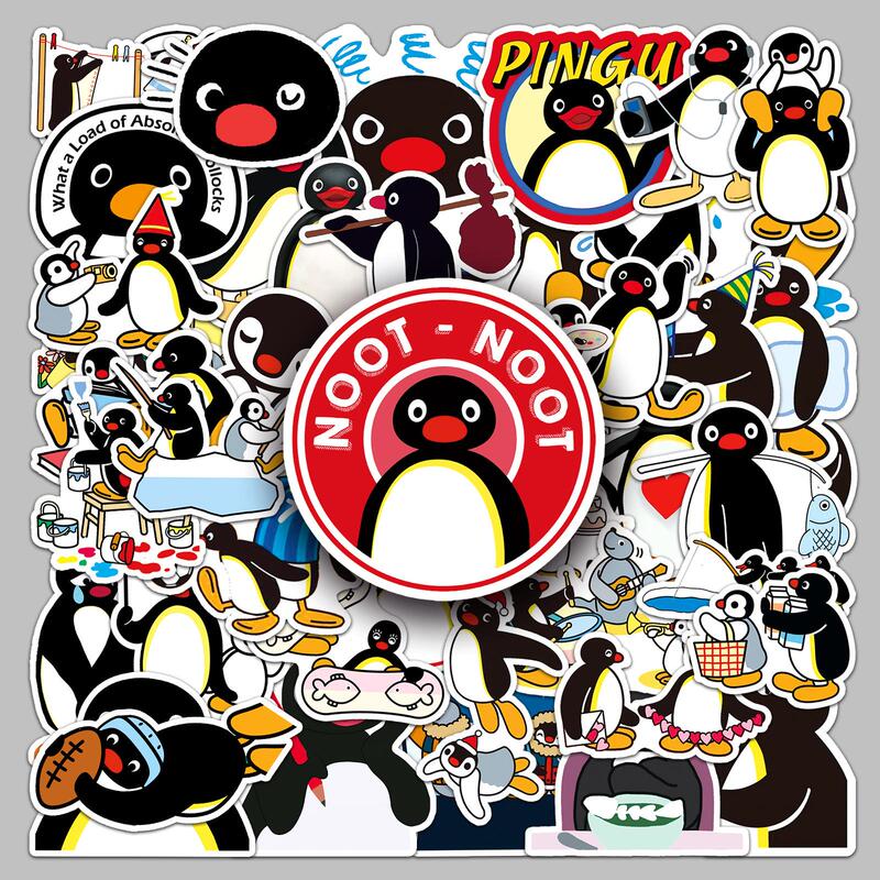 50 Pingu Animated Penguin Family Cartoon Animal Cute Waterproof Decorative Stickers for Mobile Phones, Suitcases, and Computers