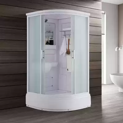 Mobile shower room integral bathroom Arc fan-shaped glass bathroom Household integrated base bottom basin toilet