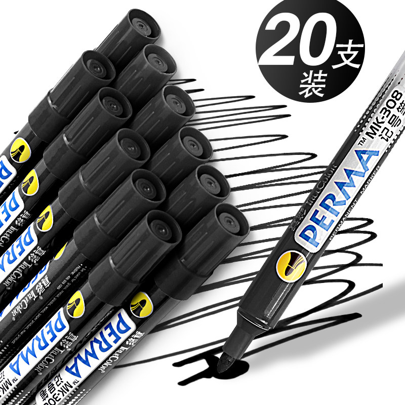 20 Marker Pen Oily Macke Pen Small Double-headed Goule Pen Coarse Head Large Capacity Logistics Pen Color Fine Head Children's Painting Art Black Stroke Wholesale Marking Pen Quick-drying Waterproof Pen