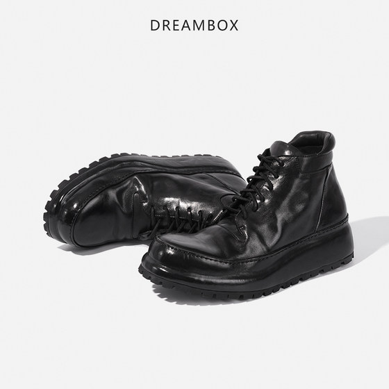 Dreambox Junbo vibram 미끄럼 방지 및 내마모성 마틴 부츠 남성용 두꺼운 밑창 말가죽 워시 레트로 하이 엔드 남성용 부츠