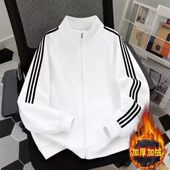 American-Style Trendy Brand Three-Stripe Stand-Collar Sweatshirt Jacket for Men, 2026 Autumn and Winter New Loose-Fit Student Casual Couple's Cardigan American-Style Trendy Brand Three-Stripe Stand-Collar Sweatshirt Jacket for Men, 2026 Autumn and Winter New Loose-Fit Student Casual Couple's Cardigan