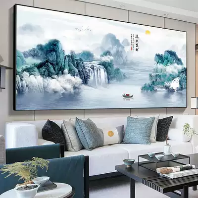 Running water to make money cross stitch 2021 new large living room own thread embroidery handmade atmospheric landscape painting household full embroidery