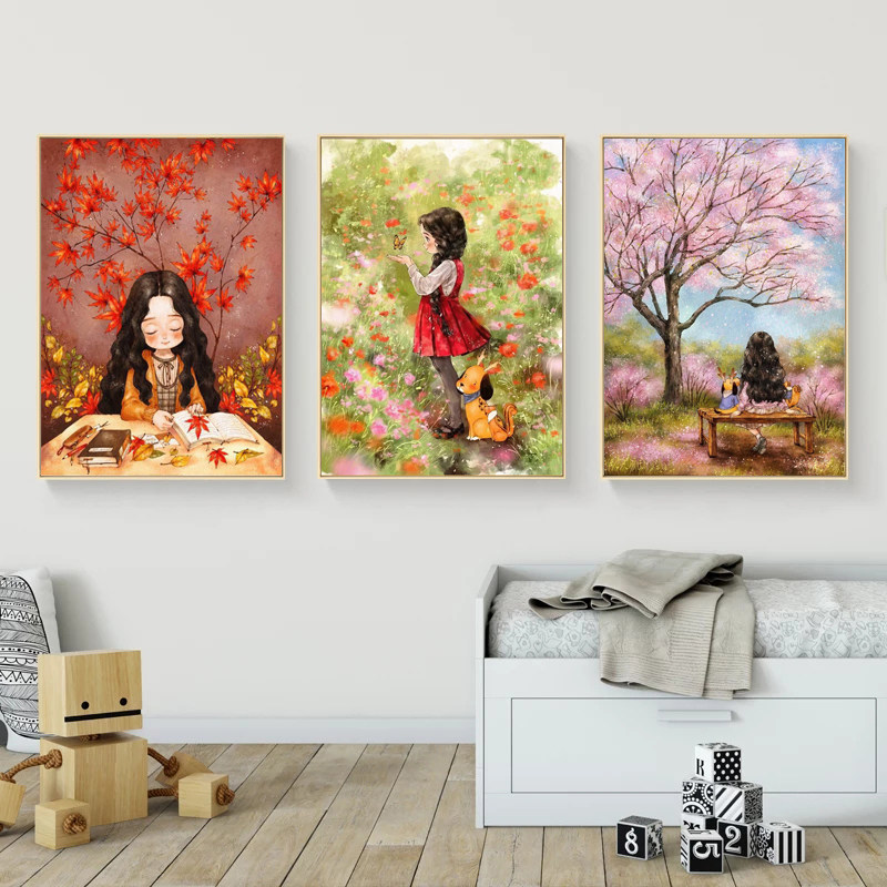 Cross stitch 2023 new style living room thread embroidery bedroom cute cartoon girl children's room simple modern small pieces 