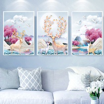  Mona Lisa cross stitch 2021 new thread embroidery living room fortune deer triptych self-embroidery hand embroidery full embroidery