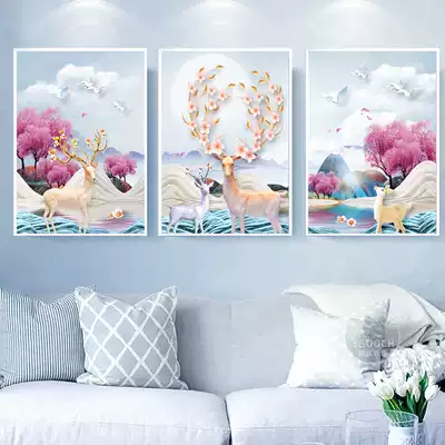 Mona Lisa cross stitch 2021 New thread embroidery living room Rich deer Sanlian painting their own embroidery hand embroidery full embroidery