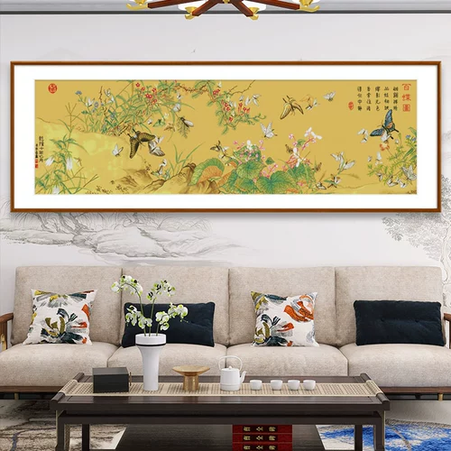 Вышивка крестом сто бабочек картина 2024 новая линия вышивка гостиная большая самовышивка современный китайский стиль Лан Сияющий национальный стиль знаменитые картины