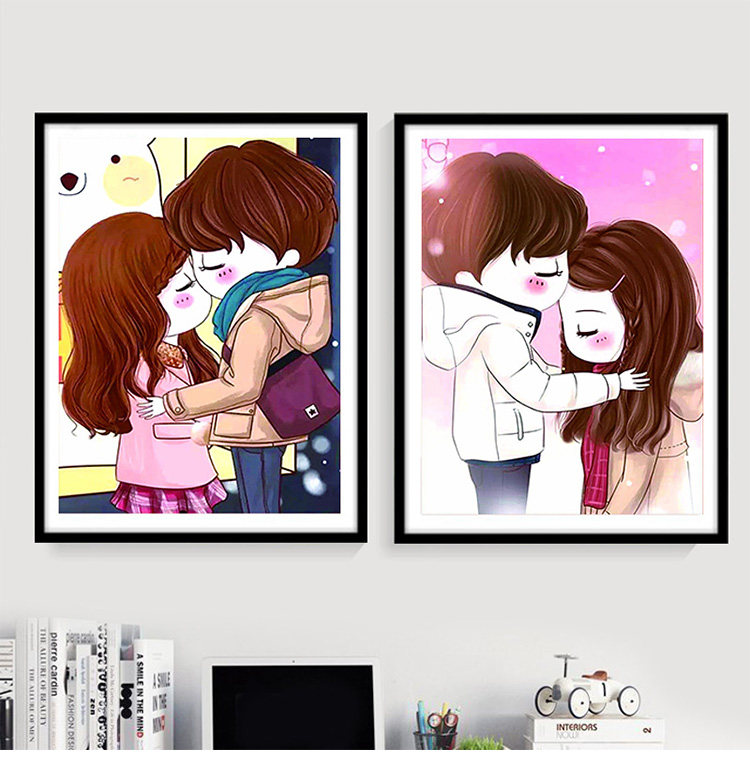 Mona Lisa Cross Stitch Embroidered New Cartoon Lovers Love Wedding 2021 New Small Bedroom Simple