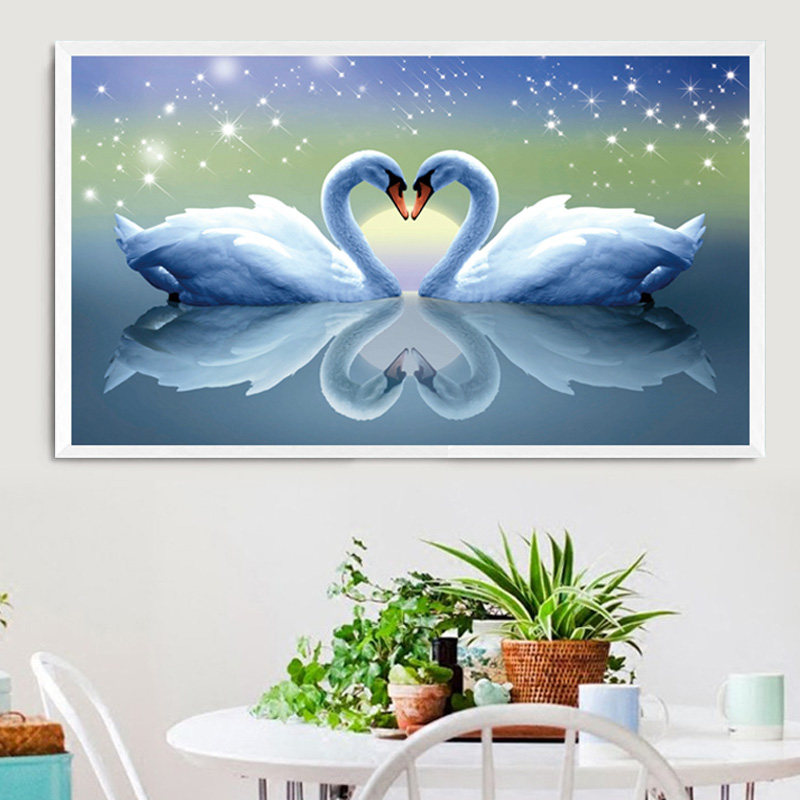 Cross embroidery minimally modern swan heart prints love couples living room full embroidered bedroom small line embroidery 2022 new style