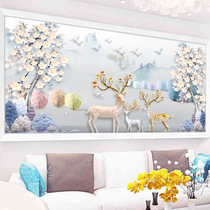  Printed cross stitch 2021 new thread embroidery living room large simple modern fortune deer self-embroidery handmade full embroidery