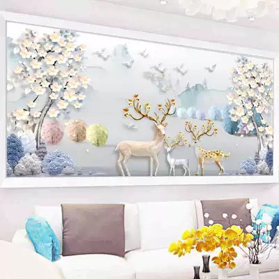Printed cross stitch 2021 New Line embroidery living room big simple modern rich deer self embroidery hand embroidered