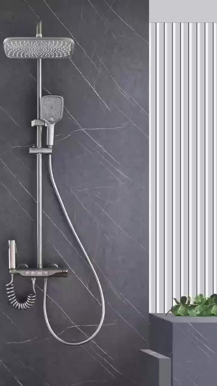 Stainless Steel Sliding Bar Wall Mounted Dual Handle Bathroom Rain