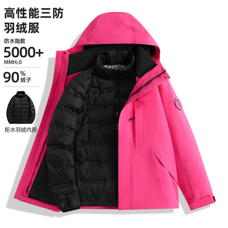 2026 New Three-In-One Jacket for Women, Autumn and Winter down Liner Ski Jacket, Windproof, Fleece-Lined, Thickened Coat for Women
