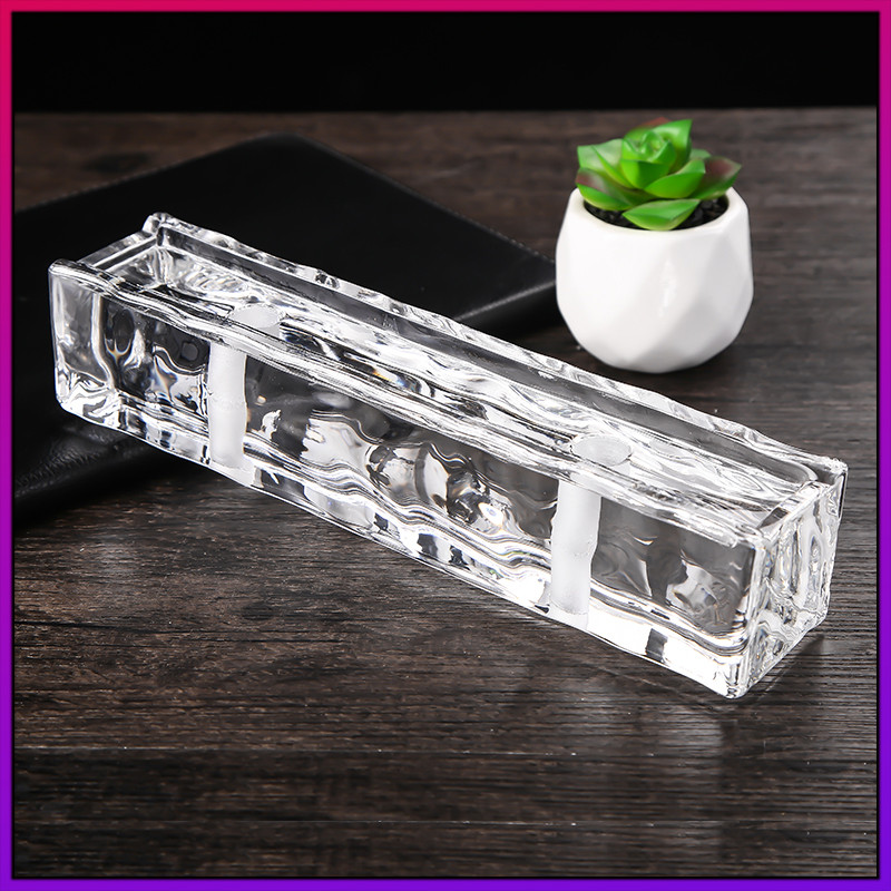 Hot melt perforated long glass brick transparent square glass partition wall Crystal brick bar translucent curtain wall view wall