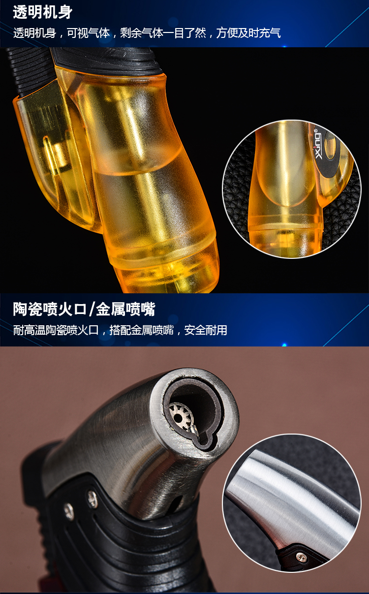 Sáng tạo không thấm nước nhẹ bơm hơi đánh lửa xì gà phun súng moxib Fir điểm thơm nướng thịt nướng thẳng vào khí cháy máy dupont chính hãng