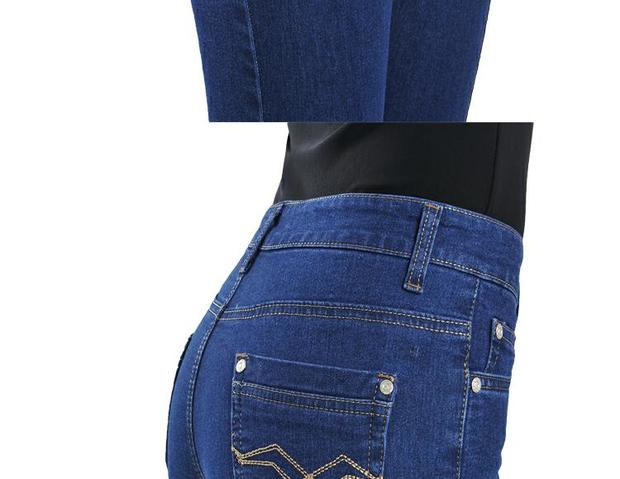Quần jeans nữ trung niên chân cao eo mùa xuân và mùa thu co giãn quần bút chì mỏng Quần nữ 40 tuổi tải quần đơn mẫu áo sơ mi cho u60