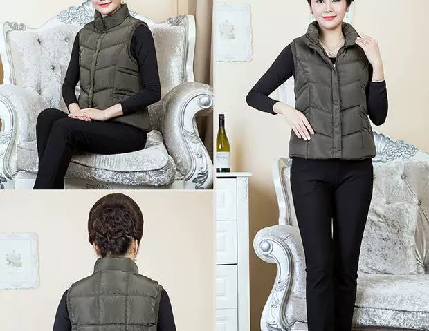 Phụ nữ trung niên mùa thu và mùa đông xuống áo vest ngắn bằng vải cotton cho phụ nữ Áo dài 40-50 tuổi váy nữ