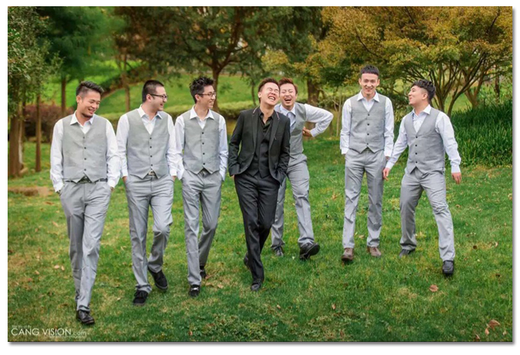 Cho thuê mùa đông phù rể Chen Xiao đám cưới với anh em phù hợp với nam xám tốt nghiệp hợp xướng nhỏ phù hợp với vest vest quần đũi nam