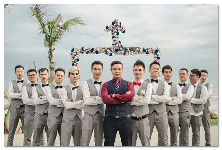 Cho thuê mùa đông phù rể Chen Xiao đám cưới với anh em phù hợp với nam xám tốt nghiệp hợp xướng nhỏ phù hợp với vest vest quần đũi nam