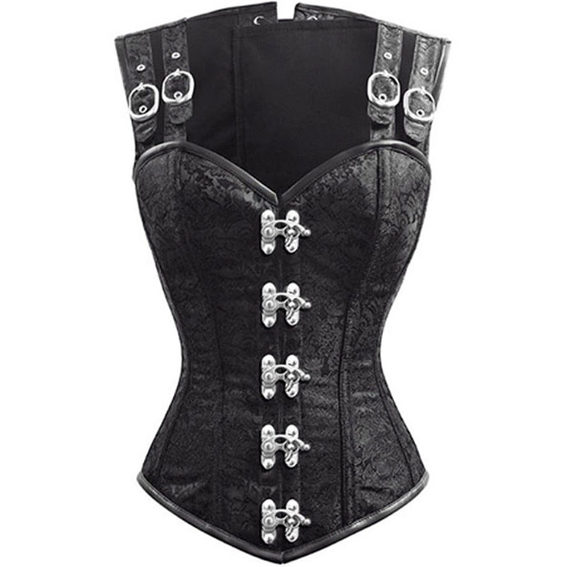 European and American gothic palace bungles clothes steam punk wind black 12 steel bone waistcoat Waistcoat Outside