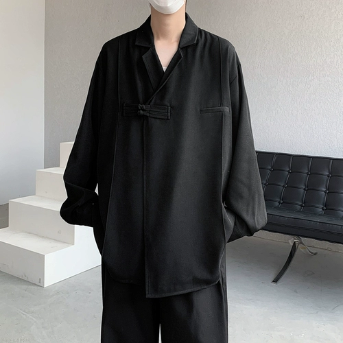 Небольшая дизайнерская рубашка, куртка, китайский стиль, тренд сезона, оверсайз