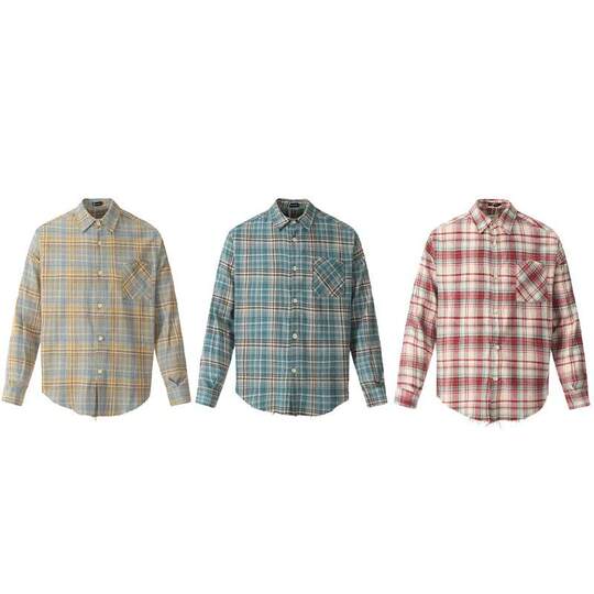 American Retro Street Style Loose Long-Sleeved Brushed Plaid Shirt for Men and Women, Casual Versatile Outerwear Shirt, Spring Top