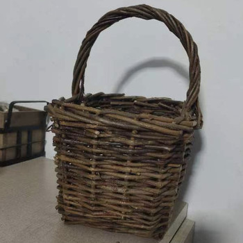 Retro wicker ກະຕ່າສີ່ຫລ່ຽມ, ກະຕ່າດອກໄມ້, ເຄື່ອງໃຊ້ໃນສວນ, ຊຸດດອກໄມ້ຫຍ້າປະດັບ, ຊຸດຫມໍ້, ເຄື່ອງຕົກແຕ່ງເຮືອນ