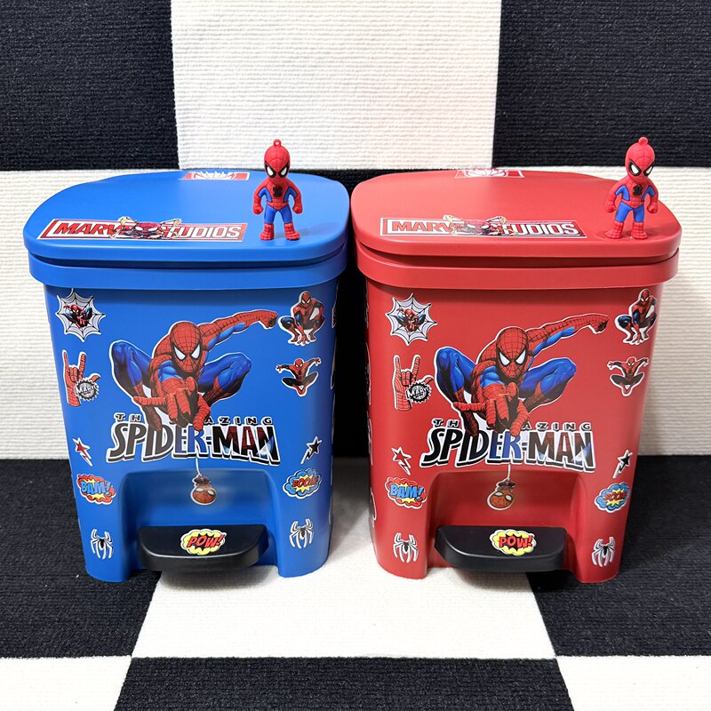 Spider-Man Cartoon-Themed Trash Can, High Aesthetic Value, Suitable for Children's Rooms, Home Use, Bedroom, Large Size, Pedal-Operated, with Lid, High Aesthetic Value Spider-Man Cartoon-Themed Trash Can, High Aesthetic Value, Suitable for Children's Rooms, Home Use, Bedroom, Large Size, Pedal-Operated, with Lid, High Aesthetic Value
