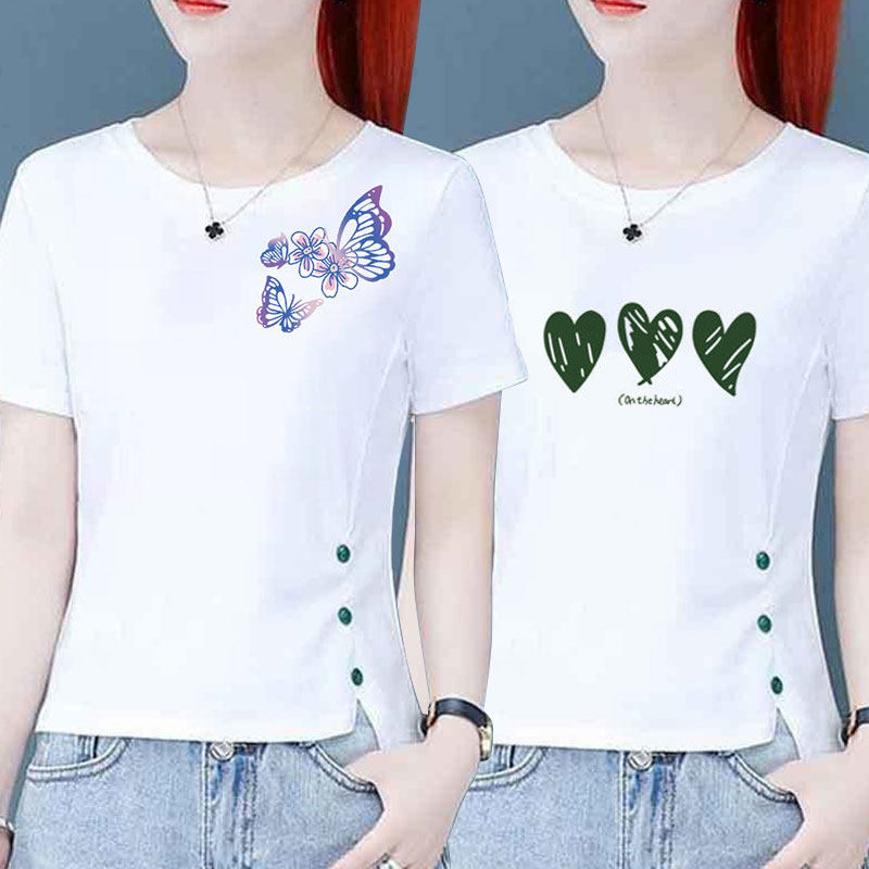 白色短袖t恤女2024新款夏季韩版修身不规则百搭短款体恤上衣ins潮