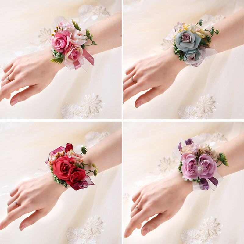Wedding bride wrist flower shooting props sisters group bridesmaids or hand flower wedding wedding Sen Department of Xiu Wo accessories