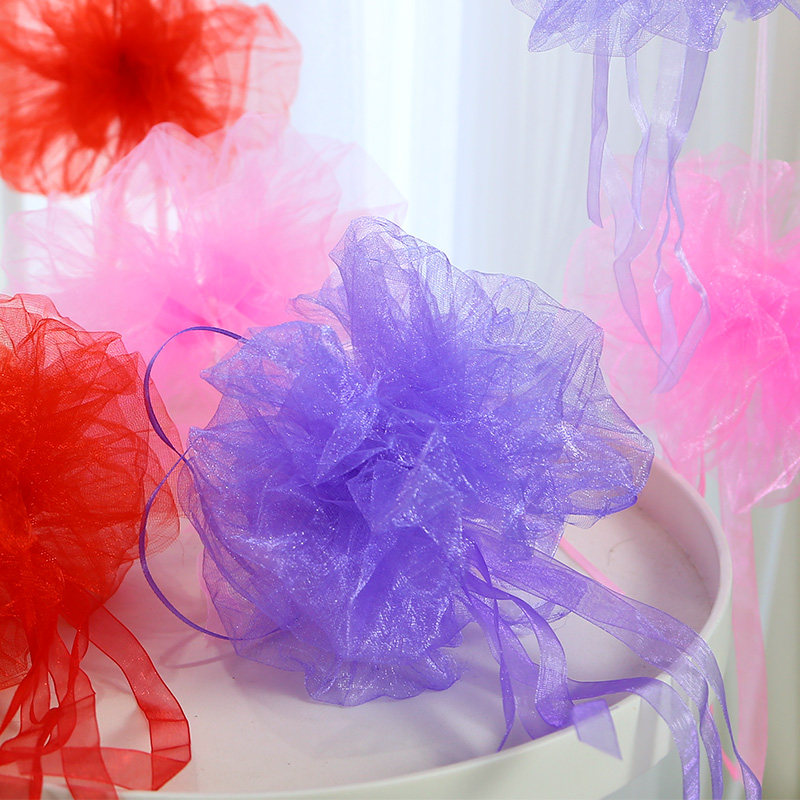 Wedding supplies Stair handrail decoration Flower ball mesh simulation yarn curtain decoration Snow yarn ball Wedding room pull flower