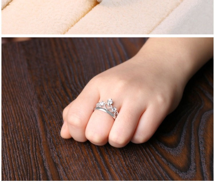 S925 sterling silver ring nữ mô hình mở sống đơn giản Nhật Bản và Hàn Quốc phiên bản của hôn nhân mô phỏng kim cương nhẫn vàng trắng sinh viên trang sức bạc