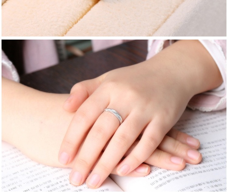 S925 sterling silver ring nữ mô hình mở sống đơn giản Nhật Bản và Hàn Quốc phiên bản của hôn nhân mô phỏng kim cương nhẫn vàng trắng sinh viên trang sức bạc