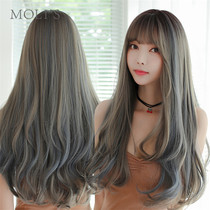  Morris new Japanese and Korean wig female foreign trade long curly hair Realistic chemical fiber high temperature silk wig headgear