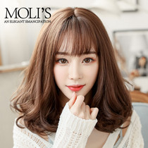  Morris new wig pear flower head long curly hair air qi bangs girl wig Korean face repair